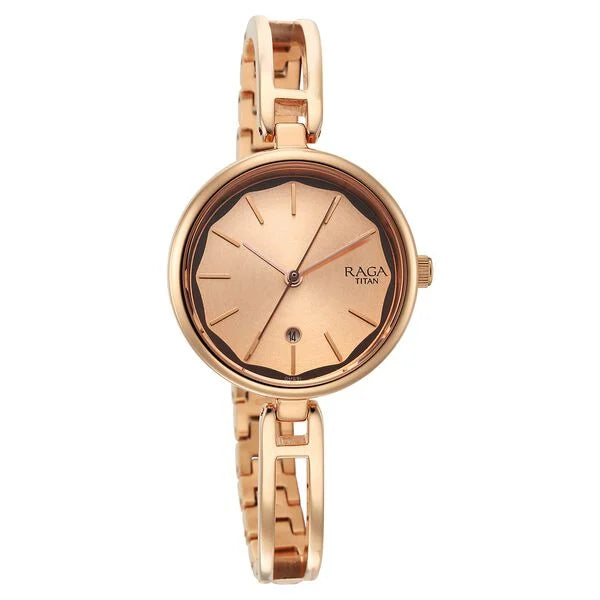 Titan Raga Viva White Dial Analog with Date Metal Strap watch for Women