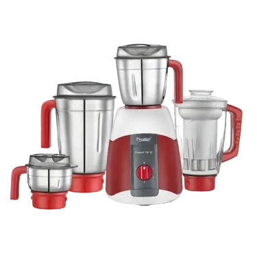 Prestige Elegant 750 V2 Mixer Grinder 750 W, 4 Jars (1500 ml, 1500 ml, 1000 ml, 300 ml) (Red, White)