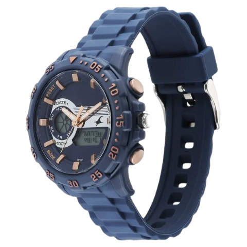 Fastrack Street line Quartz Analog Digital Blue Dial Silicone Strap Watch for Girls