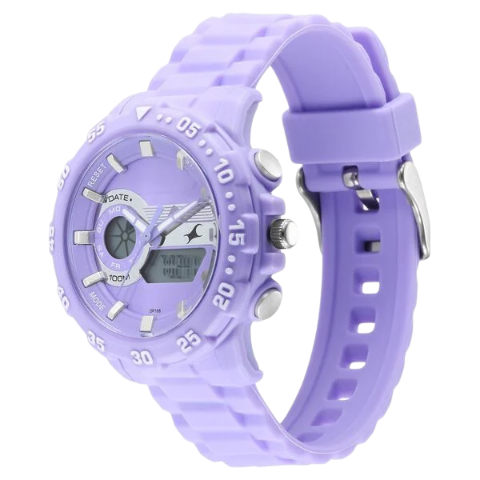 Fastrack Street line Quartz Analog Digital Purple Dial Silicone Strap Watch for Girls