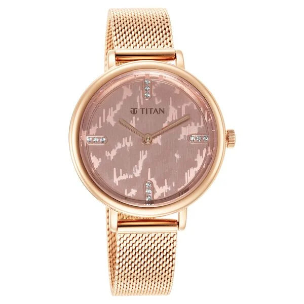 Titan Purple Valentines Day Collection Multicoloured Dial Analog Stainless Steel Strap Watch for Women