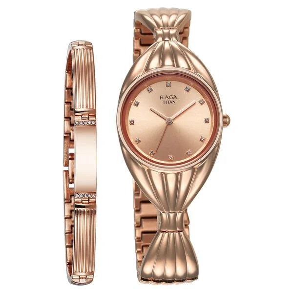 Shop Titan Raga Memoirs Quartz Analog Rose Gold Dial With Rose