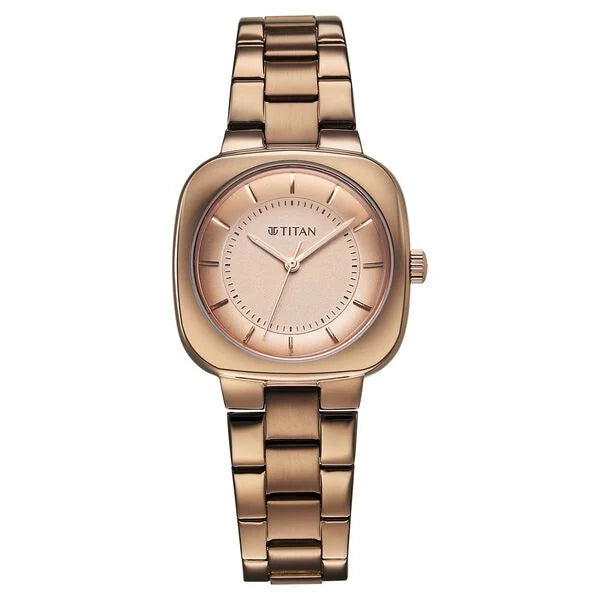 Titan Horizon Quartz Analog Brown Dial Stainless Steel Strap Watch For Women