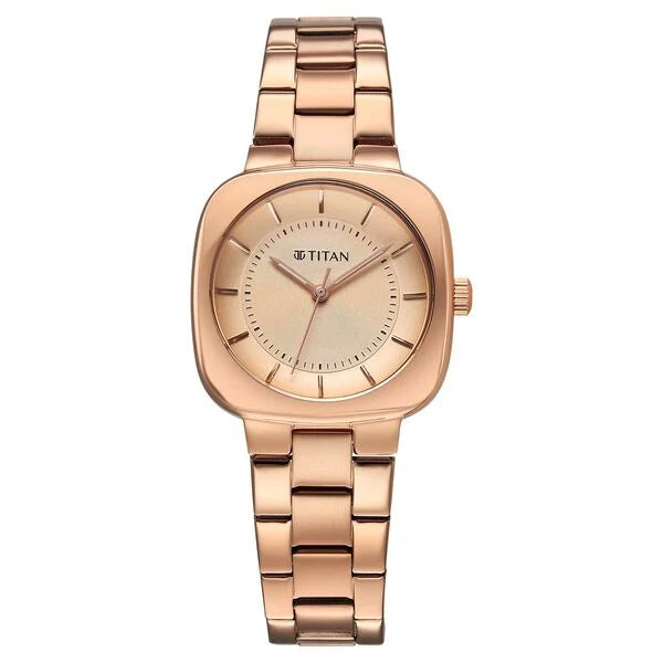 Titan Horizon Quartz Analog Rose Gold Dial Stainless Steel Strap Watch For Women
