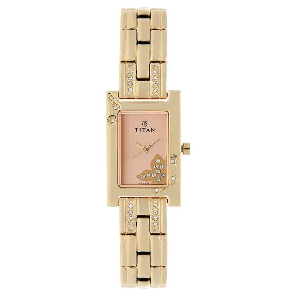 Titan Purple Rose Gold Dial Analog Metal Strap Watch for Women