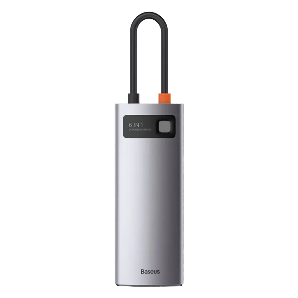Baseus Metal Gleam Series 6-in-1 Multifunctional Type-C HUB Docking Station Gray- CAHUB-CW0G