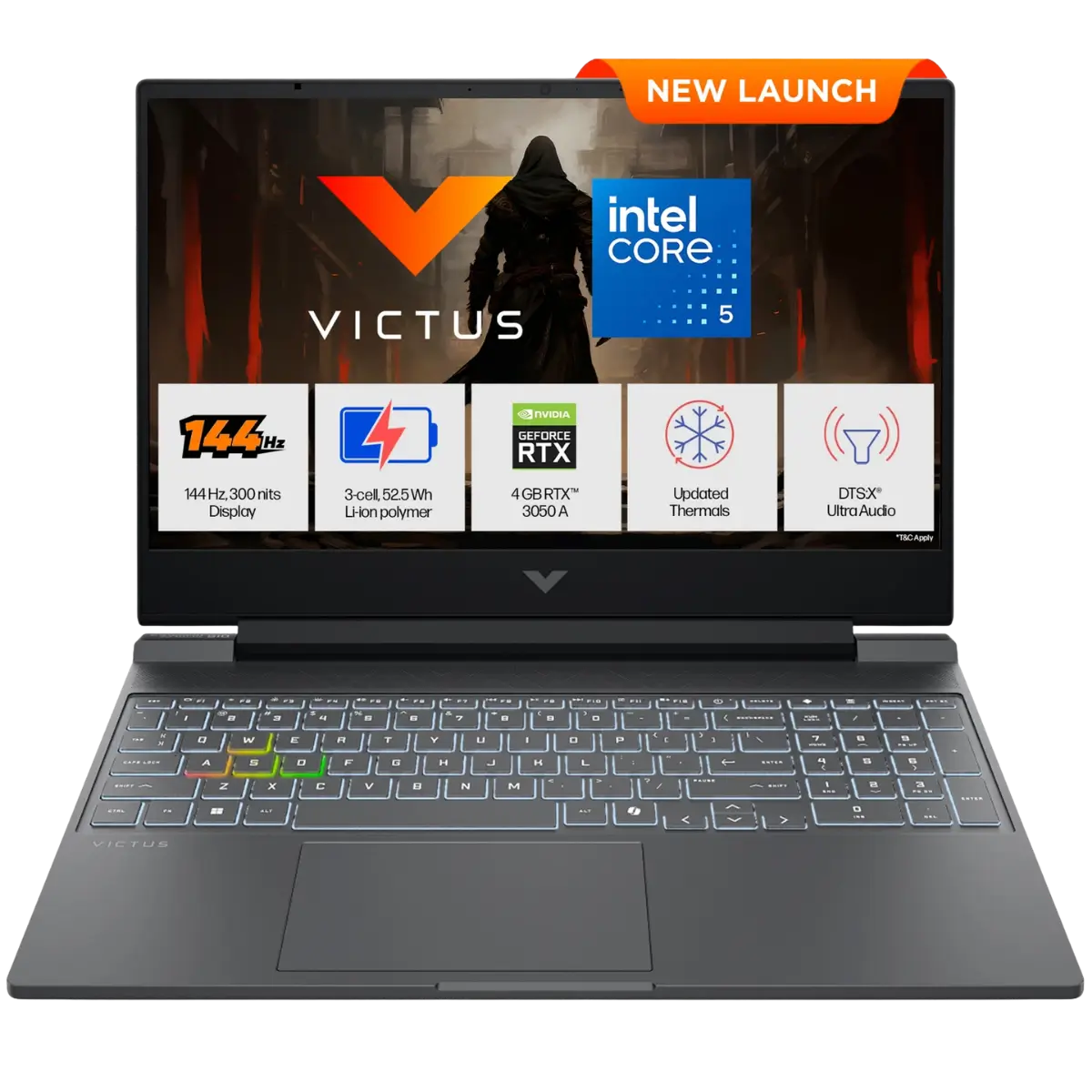 HP Victus 15-FA2500TX 15.6-inch Gaming Laptop | Intel Core 5 210H Processor | 24GB DDR5 RAM | 512GB PCIe NVMe SSD | NVIDIA GeForce RTX 3050 4GB Graphics | Full HD 144Hz Display | Windows 11 Home | Microsoft Office Home 2024 | Silver