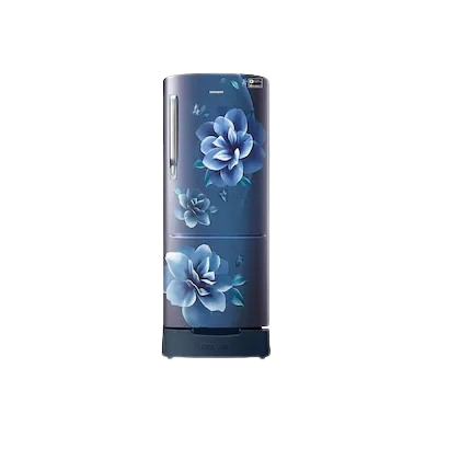 Samsung 183 L, 3 Star, Digital Inverter, Direct-Cool Single Door Refrigerator (RR20C1823CU/HL, Camellia Blue, Base Stand Drawer, 2023 Model)