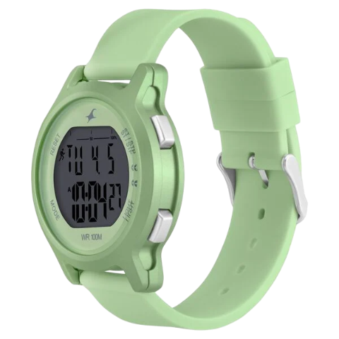 Fastrack Street Line Digital Dial Green Silicone Strap Watch for