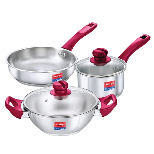 Prestige Platina Popular Stainless Steel 3PCS BYK SET Cookware