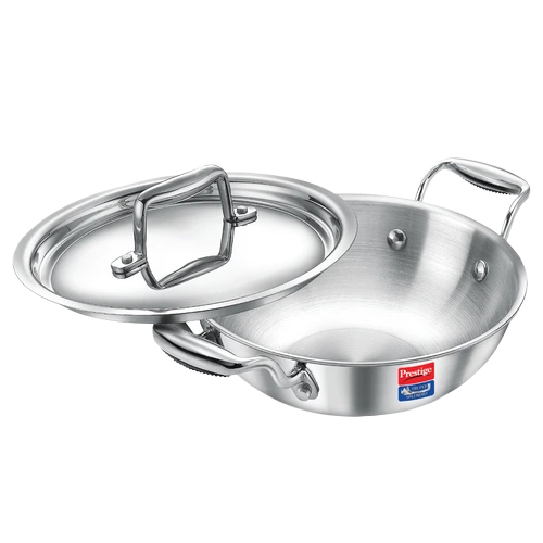 Prestige Tri Ply Splendid Kadai With SS Lid