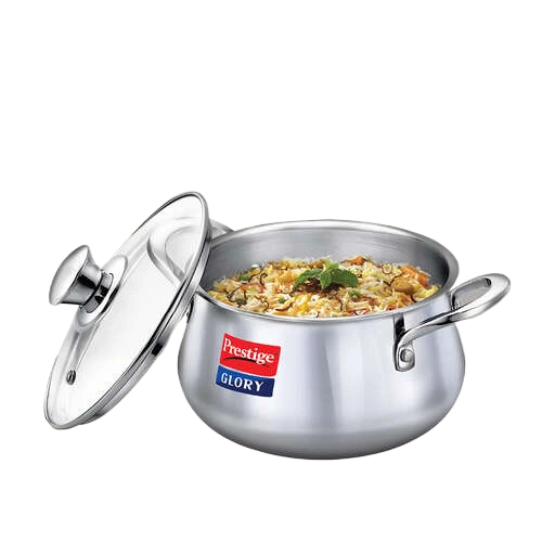 Prestige Glory Stainless Steel Cookware Handi With Glass Lid