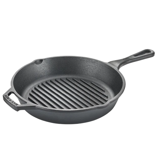 Prestige Cast Iron Scratch Resistant Gas and Induction Compatible Grill Pan, (Black)