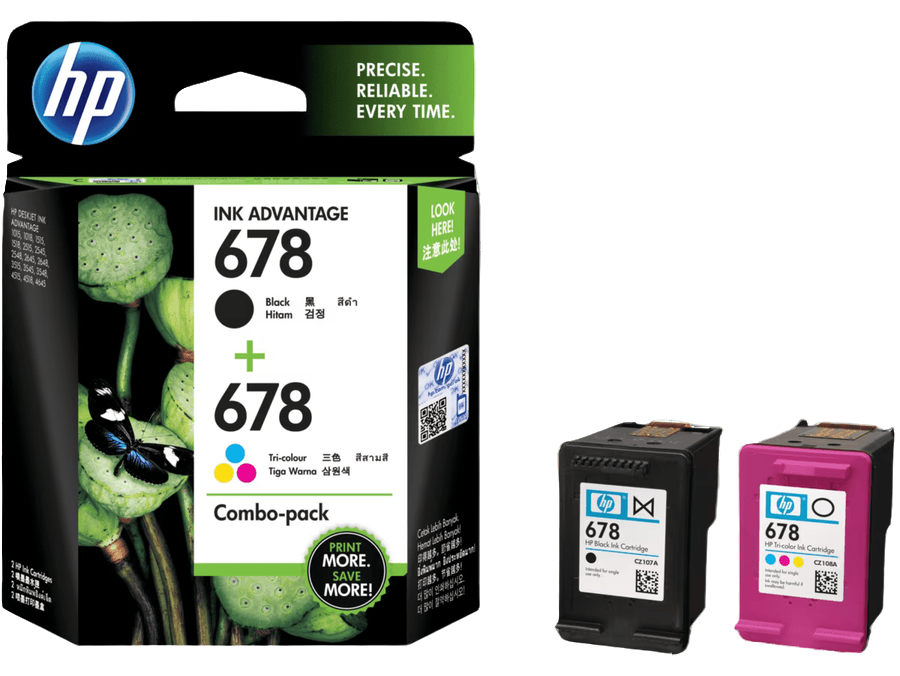 HP 678 2-pack Black/Tri-color Original Ink Advantage Cartridges