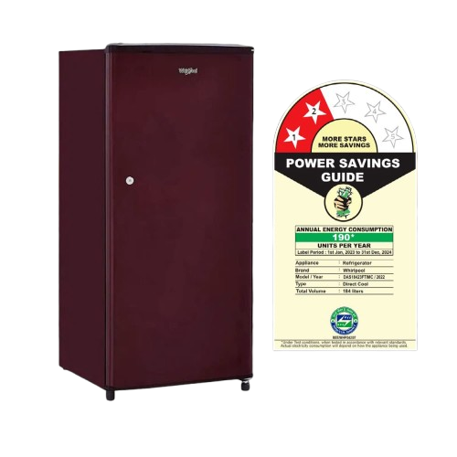 Whirlpool 184 L 2 Star Direct-Cool Single Door Refrigerator (205 WDE CLS 2S SHERRY WINE-Z, Red, 2023 Model)