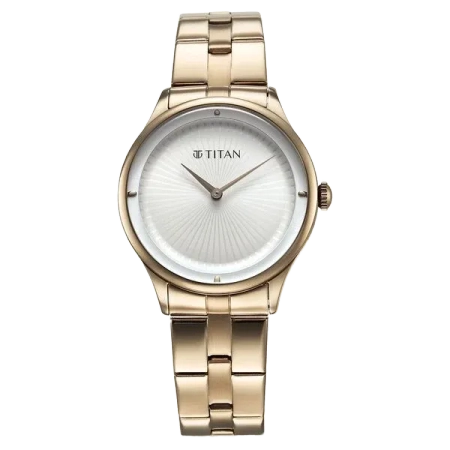 Titan Workwear Quartz Analog White Dial Stainless Steel Strap Watch for Women