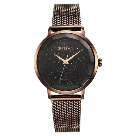 మహిళల కోసం టైటాన్ వర్క్‌వేర్ క్వార్ట్జ్ అనలాగ్ బ్లాక్ డయల్ స్టెయిన్‌లెస్ స్టీల్ స్ట్రాప్ వాచ్