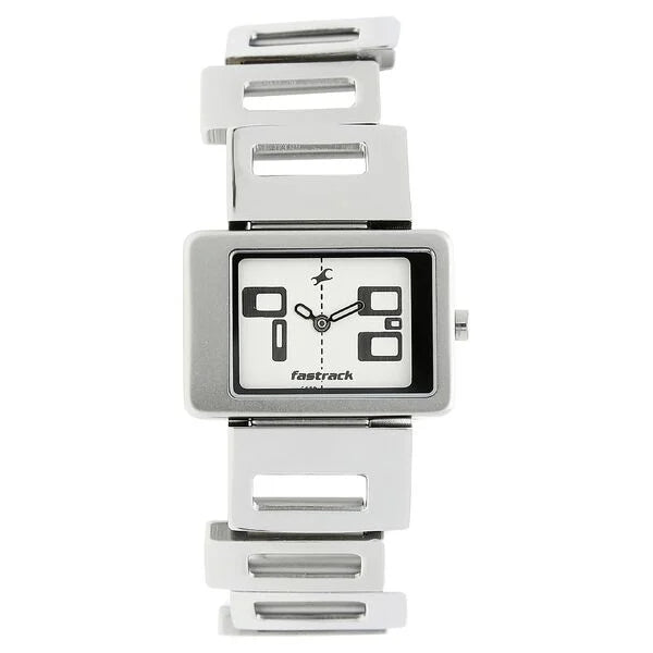 Fastrack Quartz Analog White Dial Metal Strap Watch for Girls