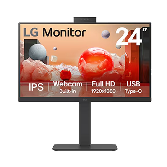 LG 60.4 cm (23.8) Full HD IPS Monitor Display, Built-in FHD webcam USB Type-C, 100Hz Refresh Rate - 24BA850-B