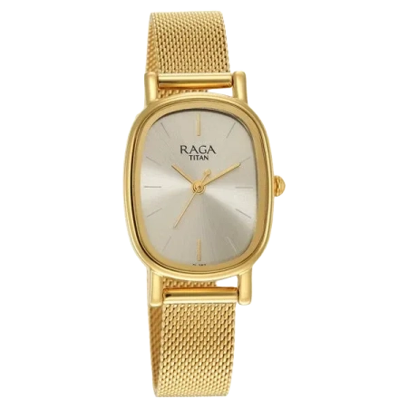 మహిళల కోసం టైటాన్ రాగ వివా షాంపైన్ డయల్ అనలాగ్ స్టెయిన్‌లెస్ స్టీల్ స్ట్రాప్ వాచ్