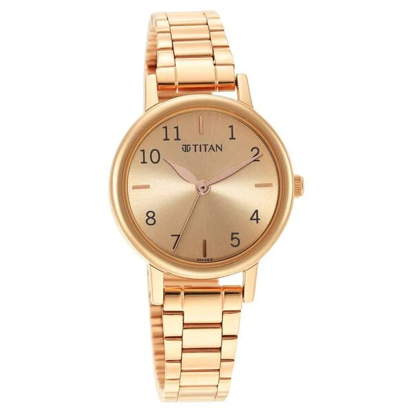 Titan Karishma Rose Gold Dial Analog Stainless Steel Strap Watch for Women