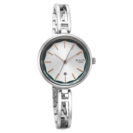 Titan Raga Viva Silver Dial Metal Strap Watch for Women