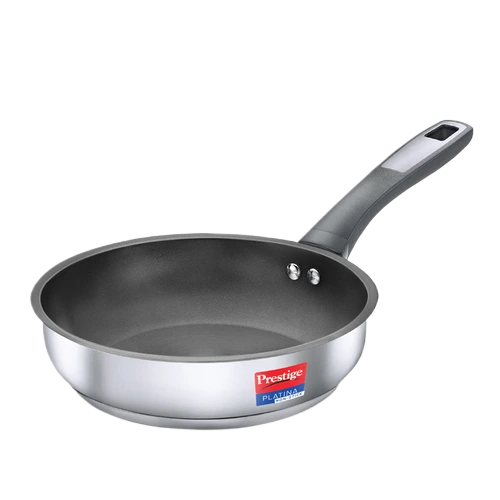 Prestige Platina Non-stick Stainless Steel Unique Impact Forged Bottom Fry Pan, Silver