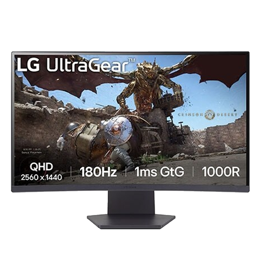 LG 68.5 cm (27) QHD 1000R Curved Display Gaming Monitor, 180Hz Refresh Rate, 1ms (GtG) Response Time, HDR10 - 27GS60QC-B