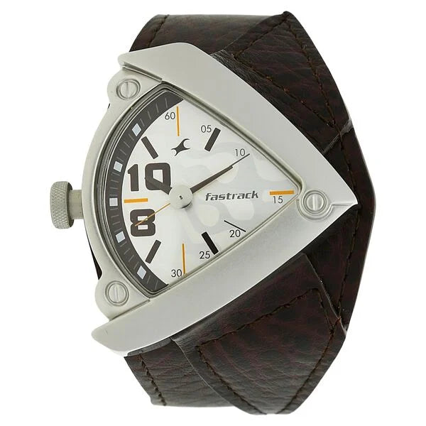 Fastrack Quartz Analog White Dial Leather Strap Watch for Guys