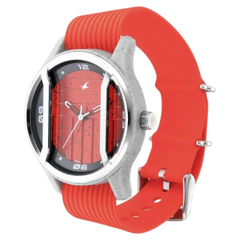 Fastrack Urban Bounce Quartz Analog Red Dial Silicone Strap Watch for Guys