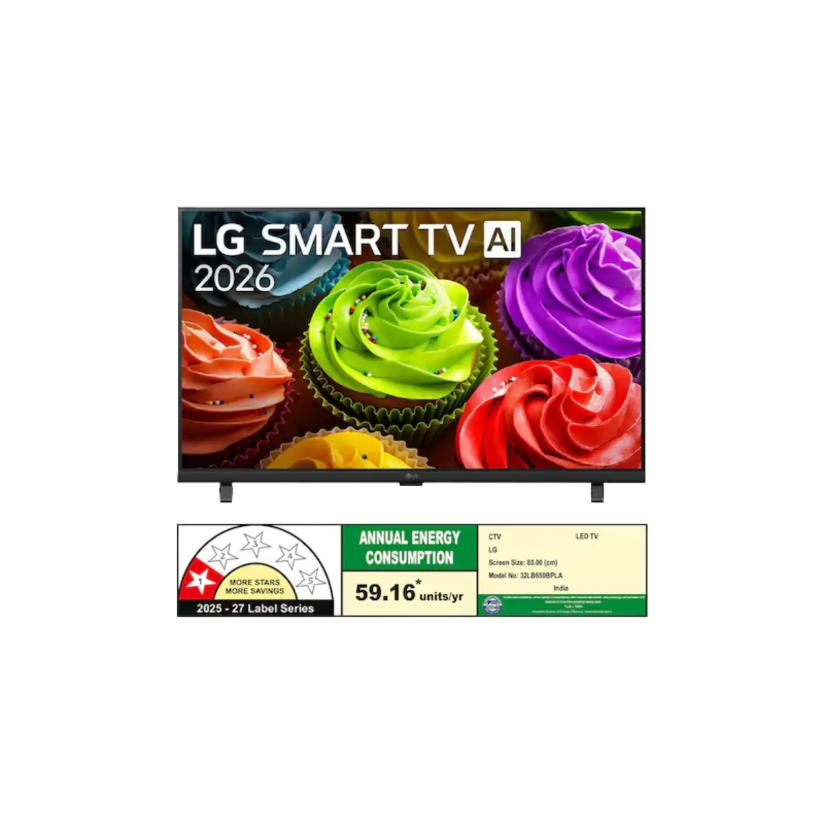 LG 32-Inch AI Smart LED TV | HD Ready 1366 × 768 Resolution | α5 AI Processor Gen9 | HDR10 Pro | webOS 26 | AI Sound Pro Virtual 9.1.2 | Google Cast | Wi-Fi | Bluetooth 5.3 | 2 HDMI Ports | 1 USB Port | LG ThinQ AI | 2026 Model