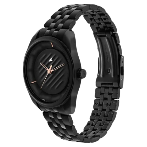 Fastrack Crush Quartz Analog Black Dial Stainless Steel Strap Watch for Guys