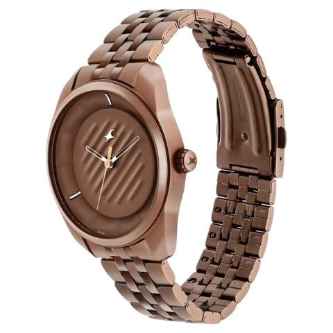 Fastrack Crush Quartz Analog Brown Dial Stainless Steel Strap Watch for Guys