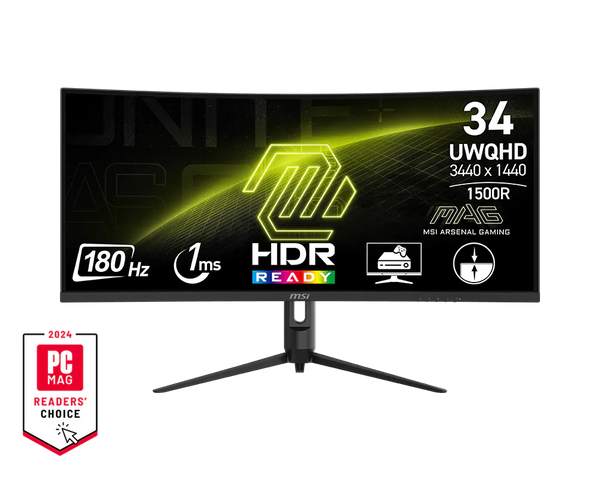 MSI MAG 342CQR E2 | 34-inch UWQHD 3440×1440 VA | 1500R Curved | 180Hz | 1ms MPRT | AMD FreeSync Premium | HDR Ready