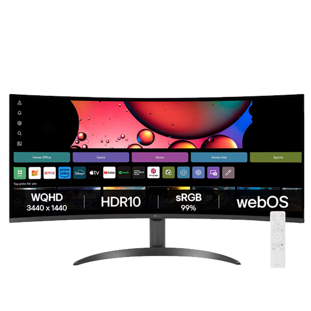 LG Smart 34 (86.36 cm) 21:9 Curved WQHD (3440x1440) with webOS - 34SR60QC-B