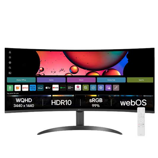 LG Smart 34 (86.36 cm) 21:9 Curved WQHD (3440x1440) with webOS - 34SR60QC-B