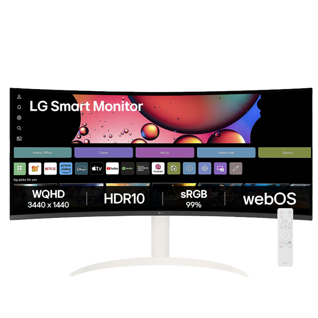LG Smart 34 (86.36 cm) 21:9 Curved WQHD (3440x1440) with webOS - 34SR65QC-W