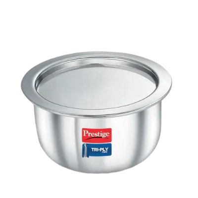 Prestige Tri-ply Stainless Steel Induction Base Tope with Lid, (Silver)