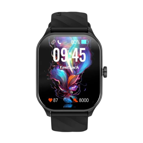 Fastrack Reflex Power|4.97 CM Super AMOLED Arched Display|410 x 502 Pixel Resolution|IP68 WR With Black Strap