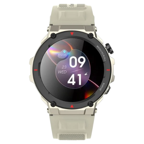 Fastrack Xtreme Pro with 3.6 cm AMOLED Display, Rugged Design, SingleSync BT Calling, Functional Crown with Beige Strap