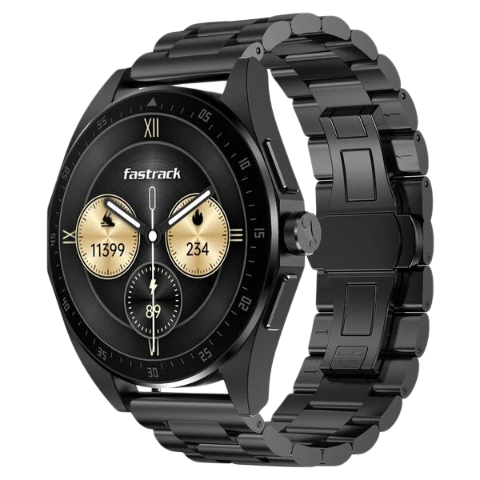 Fastrack Radiant FX1 Luxury Metal Smartwatch with 3.6 cm AMOLED Display, SingleSync BT Calling, Functional Crown