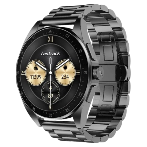 Fastrack Radiant FX1 Luxury Metal Smartwatch with 3.6 cm AMOLED Display, SingleSync BT Calling, Functional Crown