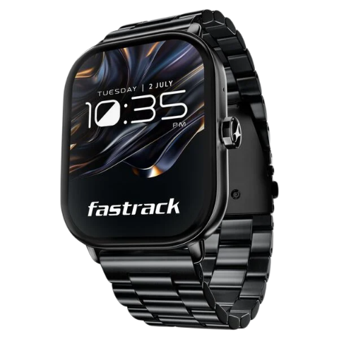 Fastrack Radiant FX2 Luxury Metal Smartwatch with largest 5.1 AMOLED Display with Functional Crown With Black Strap