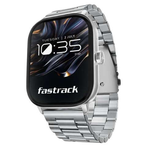 Fastrack Radiant FX2 Luxury Metal Smartwatch with largest 5.1 AMOLED Display with Functional Crown With Silver Strap