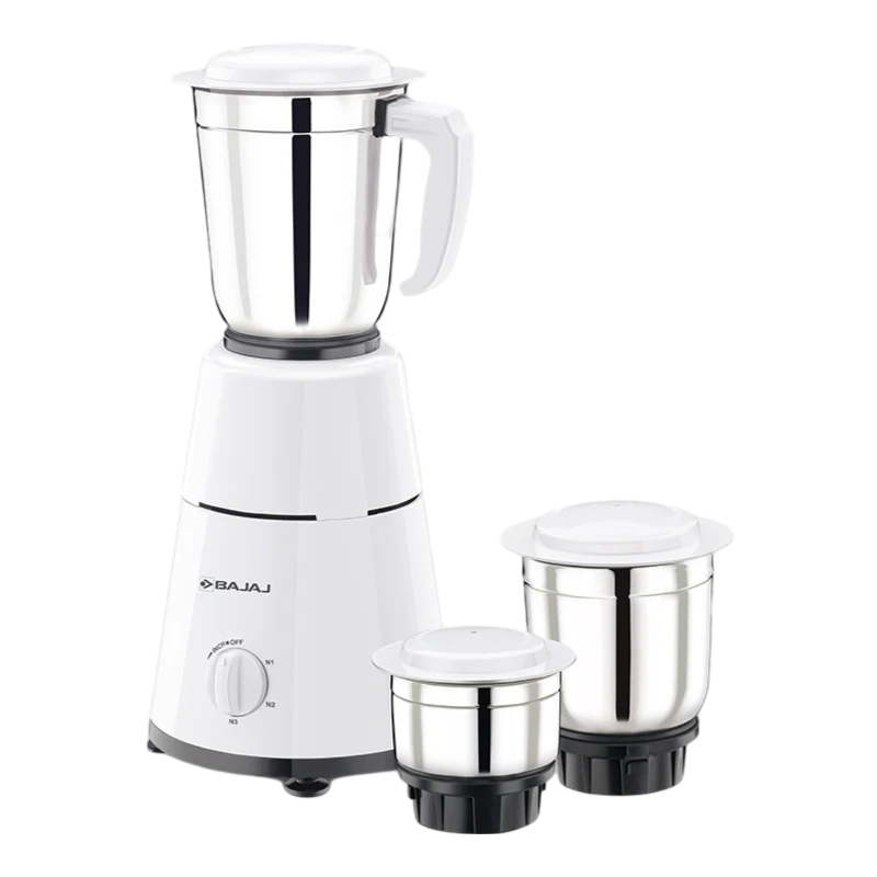 Bajaj GX 1 Mixer Grinder 500 W, 3 Jar (White)