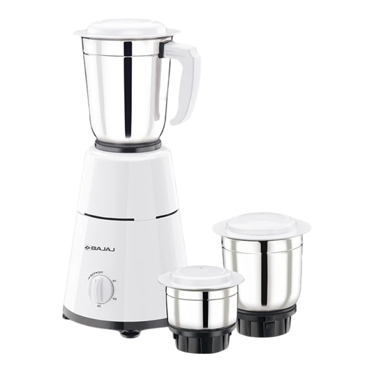 Bajaj GX 1 Mixer Grinder 500 W, 3 Jar (White)