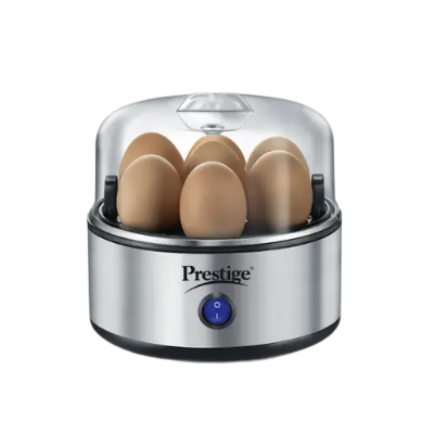 Prestige PEB 01 Egg Boiler (7 Egg Capacity)| 3 Boiling Modes| Auto- Switch Off| Stainless Steel Body|One Touch Operation| Customizable Boiling Level| Measuring Cup Inside| 7 Eggs at a Time|Silver