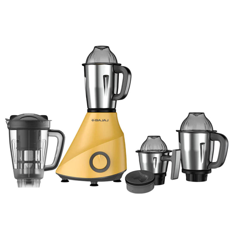 Bajaj Armor Series Quadra 4 Jar 800W Curcuma Yellow Mixer Grinder