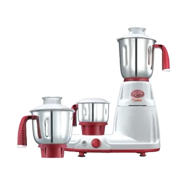 Prestige 750 Watts Deluxe LS Mixer Grinder with 3 Stainless Steel Jars| Unique Fail Safe Coupler| Flow Breaker Design| Cord Winder Storage| Red and White