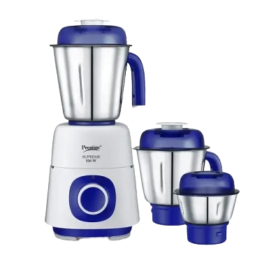 Prestige 550 Watts Supreme Mixer Grinder with 3 Stainless Steel Jars| Ergonomic Design| Sturdy Handles| Blue & White
